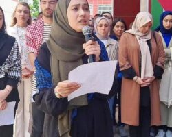 AÇÜ öğrencileri İsrail’in Gazze’ye yönelik saldırılarını protesto etti