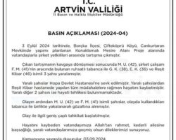 Artvin Valiliği’nden Basın Açıklaması